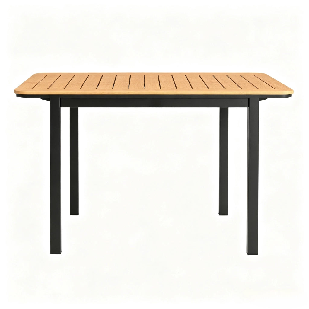 TAVOLO DA GIARDINO 127x70x75 cm Marrone Effetto Legno Metallo e Plastica