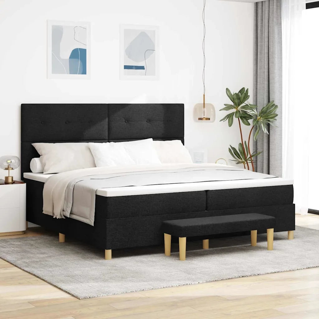 Letto a molle con materasso Nero 200 x 200 cm Tessuto 3344326
