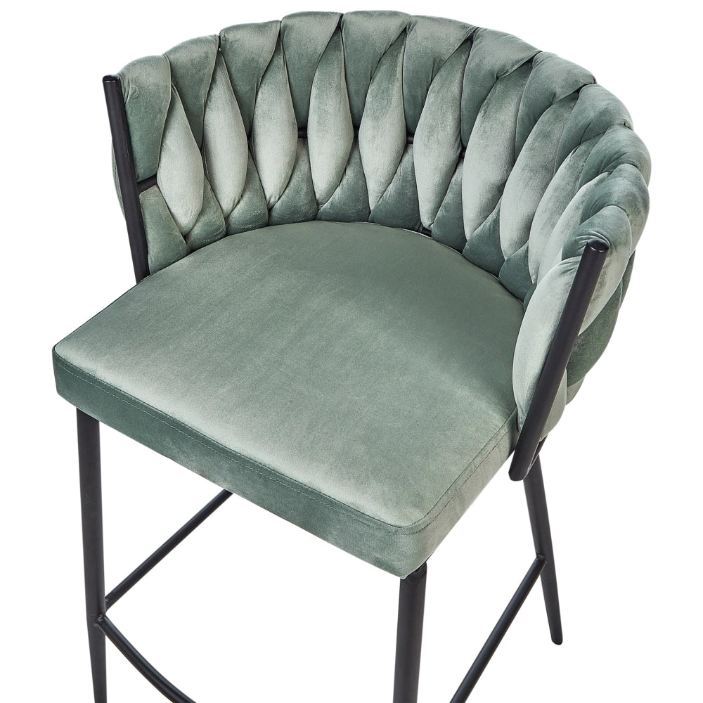 Set di due sedie da bar curve con base in metallo nero in velluto verde con schienale alto sedia a sbalzo da soggiorno