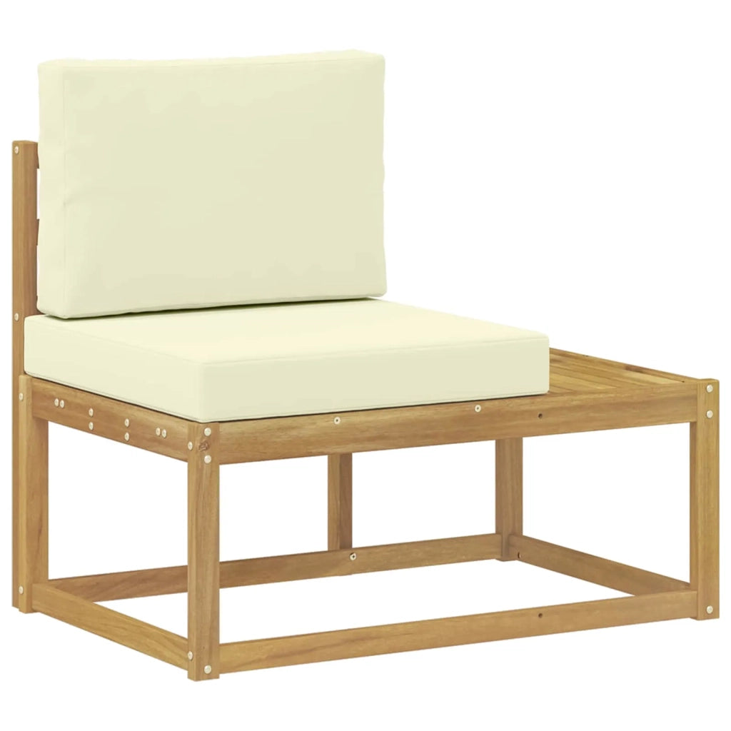 Set di divani da esterno-Sofa da giardino 3 Pezzo Bianco e Crema Poliestere