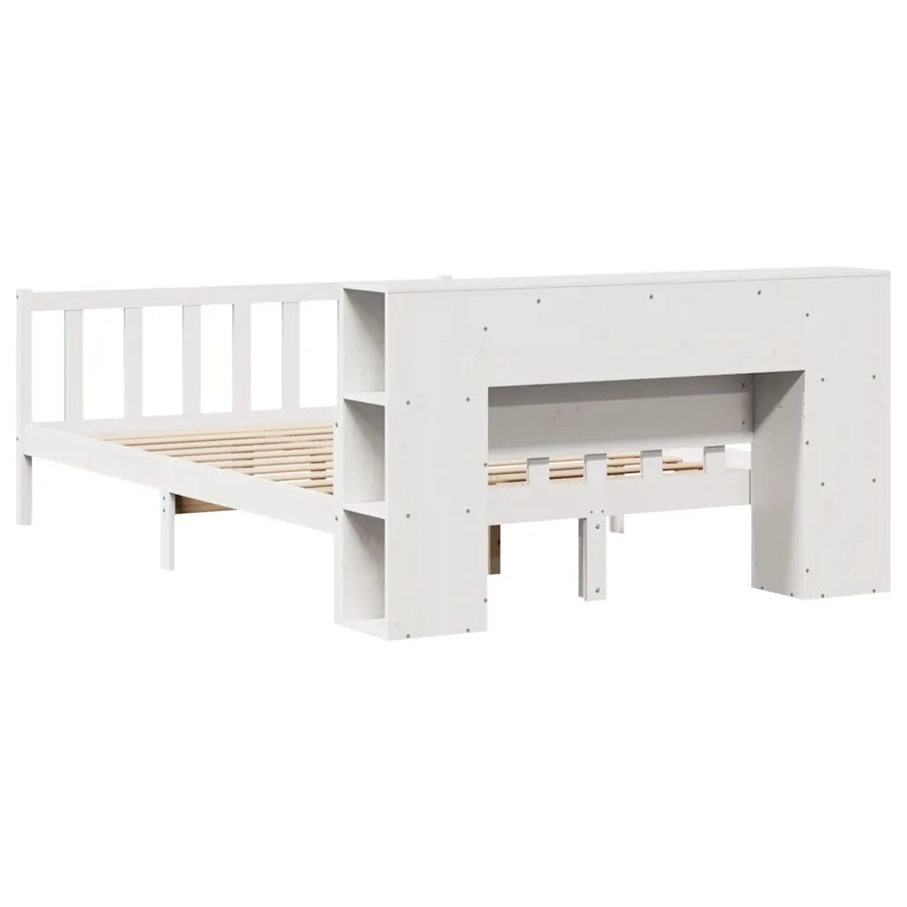 Letto Libreria senza Materasso Bianco 150x200 cm Legno di Pino 3322089