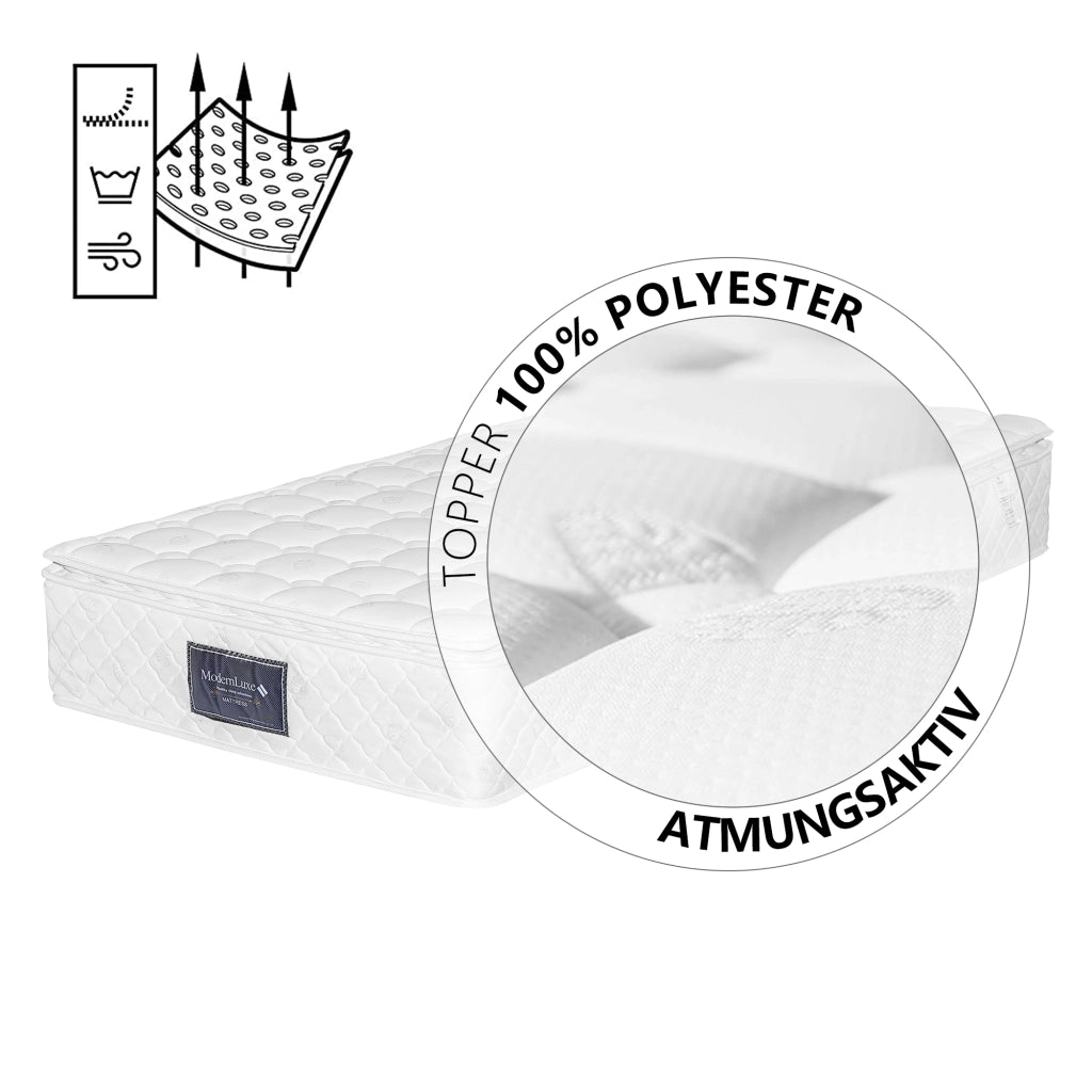 LETTO 90x200 cm Sherpa Bianco con materasso incluso, LED, USB Type-C e 2 cassetti