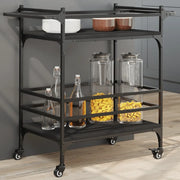 Carrello da Cucina-Scaffale per Cucina Nero 82x40x78,5 cm in Legno Multistrato