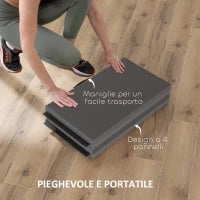 Tappetino da Ginnastica Pieghevole, Materassino Fitness Spesso 5 cm e Antiscivolo, 180x80x5 cm, Grigio