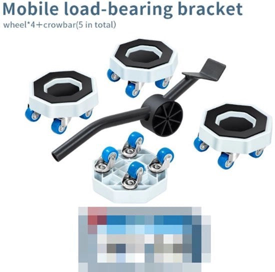 Sistema di smussamento per mobili migliorato, un sistema robusto per il trasporto e la spostamento di mobili, un kit di smussamento, ogni smussamento viene fornito con 4 ruote blu.