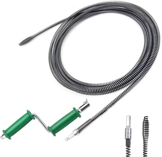 Rinser Spirale per Tubi - Pulizia a mano e elettrica - 10 mm x 5 m - Pulitore flessibile per tubi - Adatto per toilette e docce