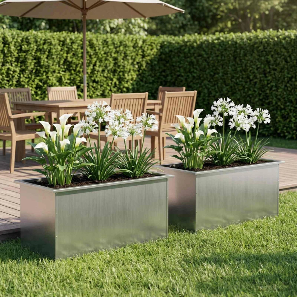Fioriera da giardino con LED 2 pz Argento 50 x 80 x 48 cm 8008221