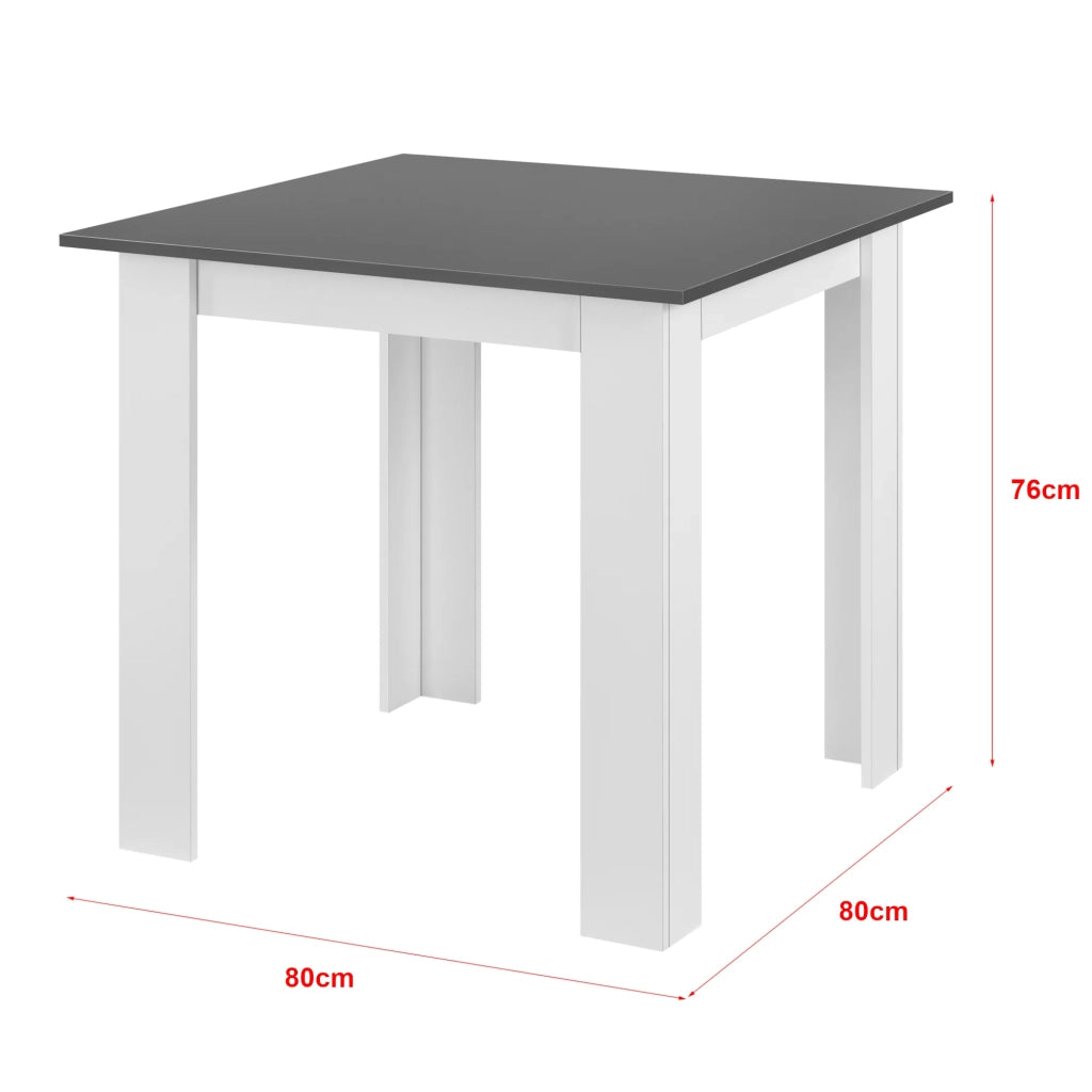 Tavolo quadrato per 4 persone sala da pranzo cucina soggiorno 80 cm bianco/grigio 03_0006233