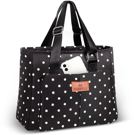 Borse per picnic per donne, borsa isolata per picnic 12L impermeabile e lavabile per esterno, a strisce nere e bianche