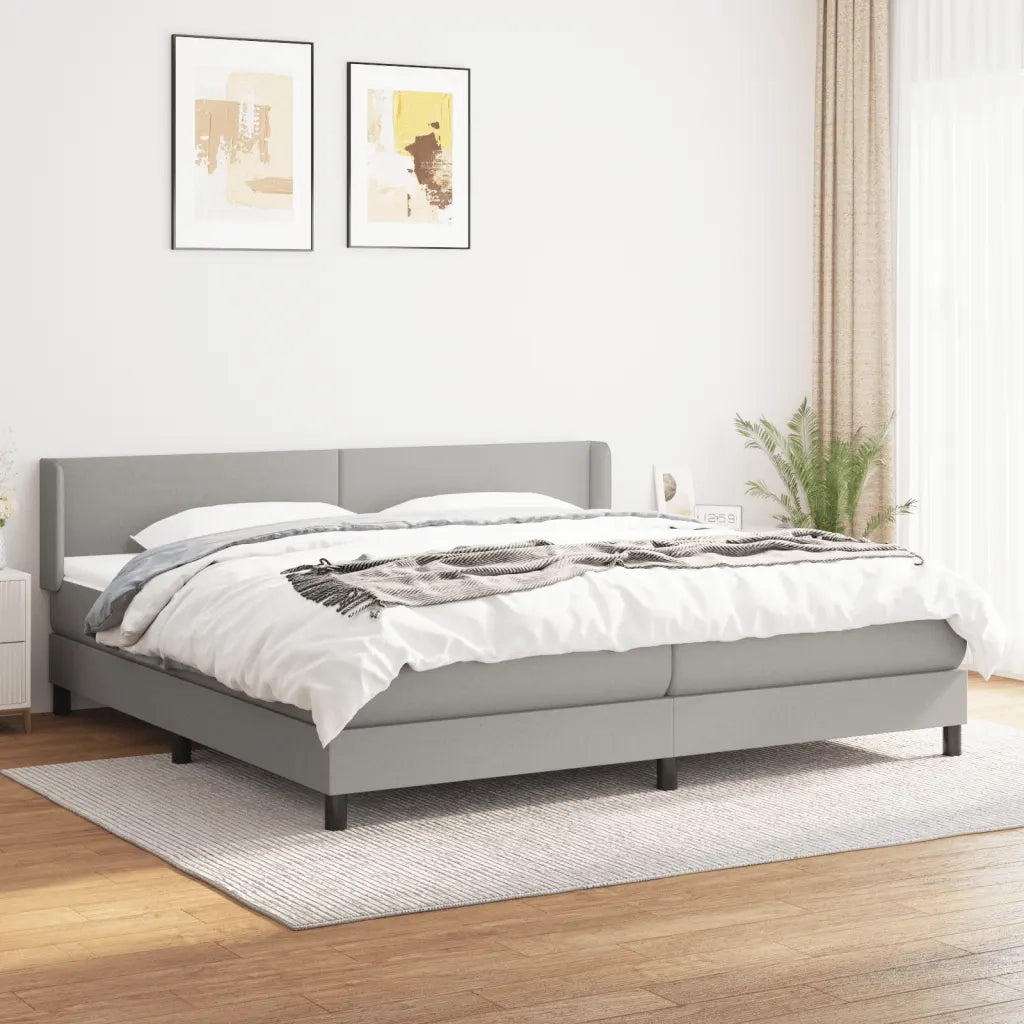 Giroletto a Molle con Materasso Grigio Chiaro 200x200cm Tessuto 3129577