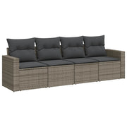 Set Divani da Giardino 4 pz | Set Salotto da Giardino con Cuscini in Polyrattan Grigio