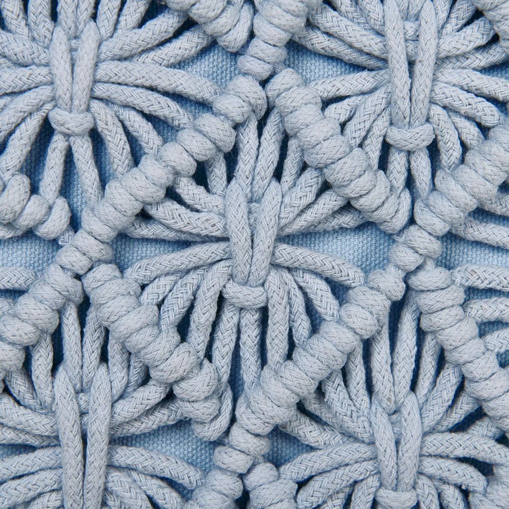Set di 2 cuscini decorativi blu cotone macramè 40 x 45 cm corda Boho Retro Decor accessori