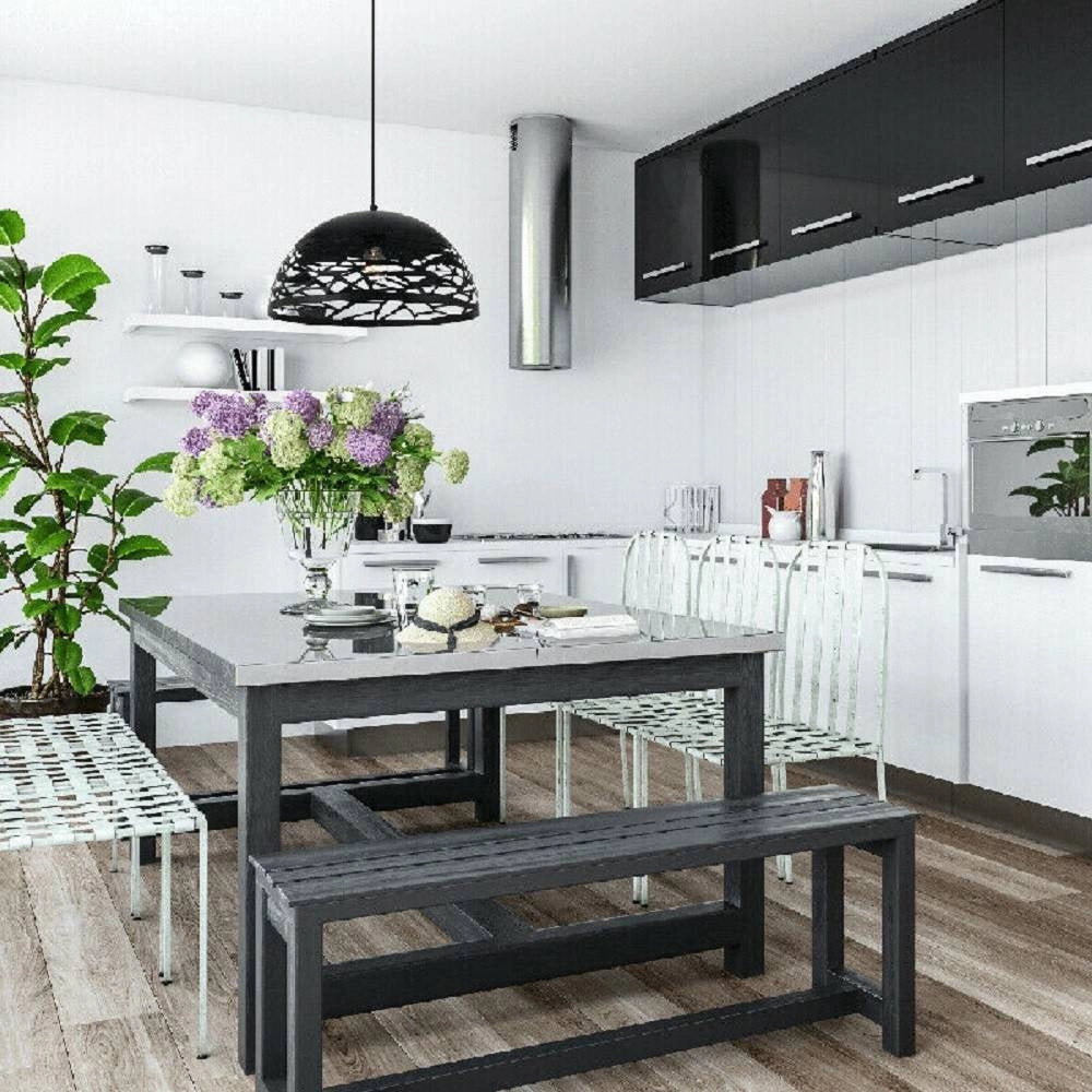 Trade Shop - Lampadario Design Contemporaneo Paralume Metallo Traforato Sospensione E27 A37 Nero -