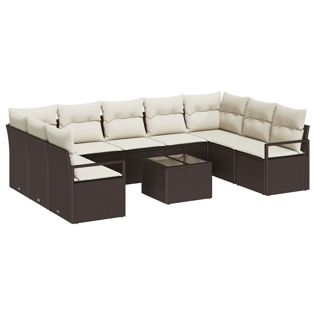 Set di divani con cuscino 10 pcs Marrone polyrattan 3346548