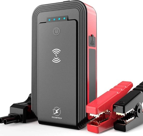 Pompa di Accumulo - 8000 mAh 1500 A Picco - 12 V - Booster di Batteria Auto - 8,0 litri di Gas o 6,0 litri di Diesel - DC 12-16 V - 10 A - Oplodatore Cavo - 10 W - Lampada LED Portatile