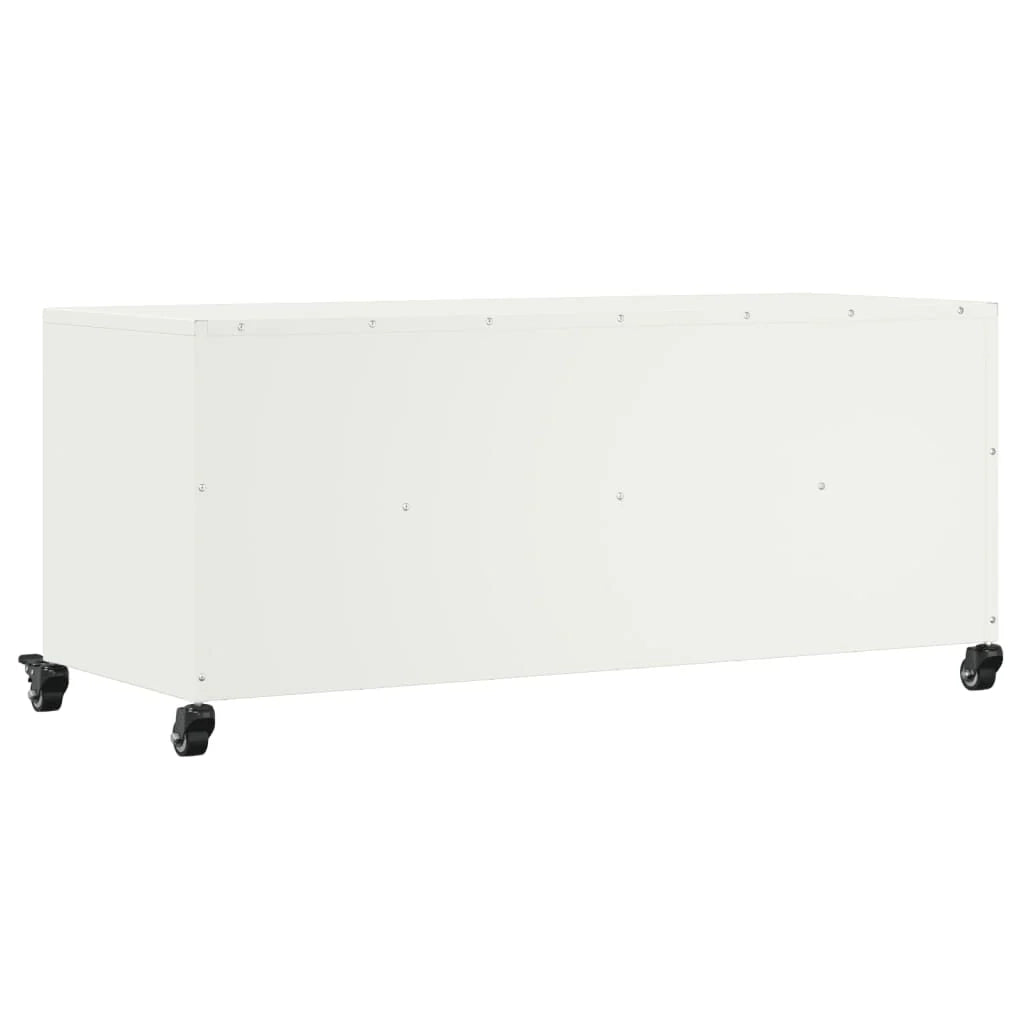 Mobile TV multimediale mensola TV credenza mobile TV sala da pranzo soggiorno camera da letto 100,5 x 39 x 43,5 cm acciaio bianco 02_0025536
