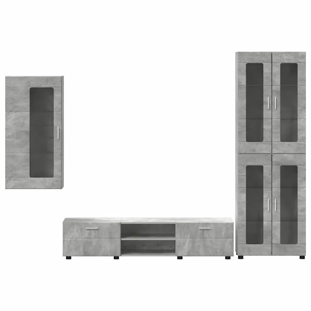 Set mobile TV FLORIN 3 pcs Grigio cemento Legno multistrato 3397947