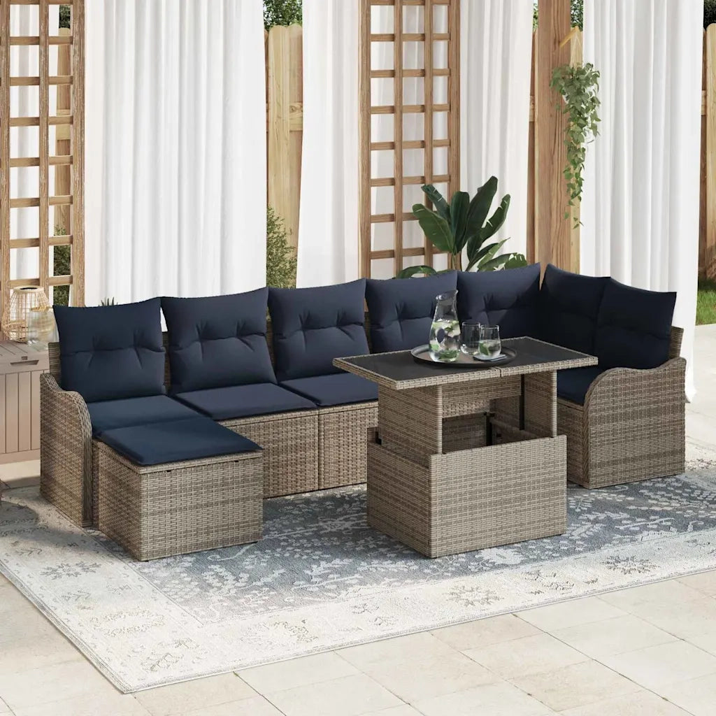 Set Divano da Giardino 8 pz Grigio Poly Rattan 3348511