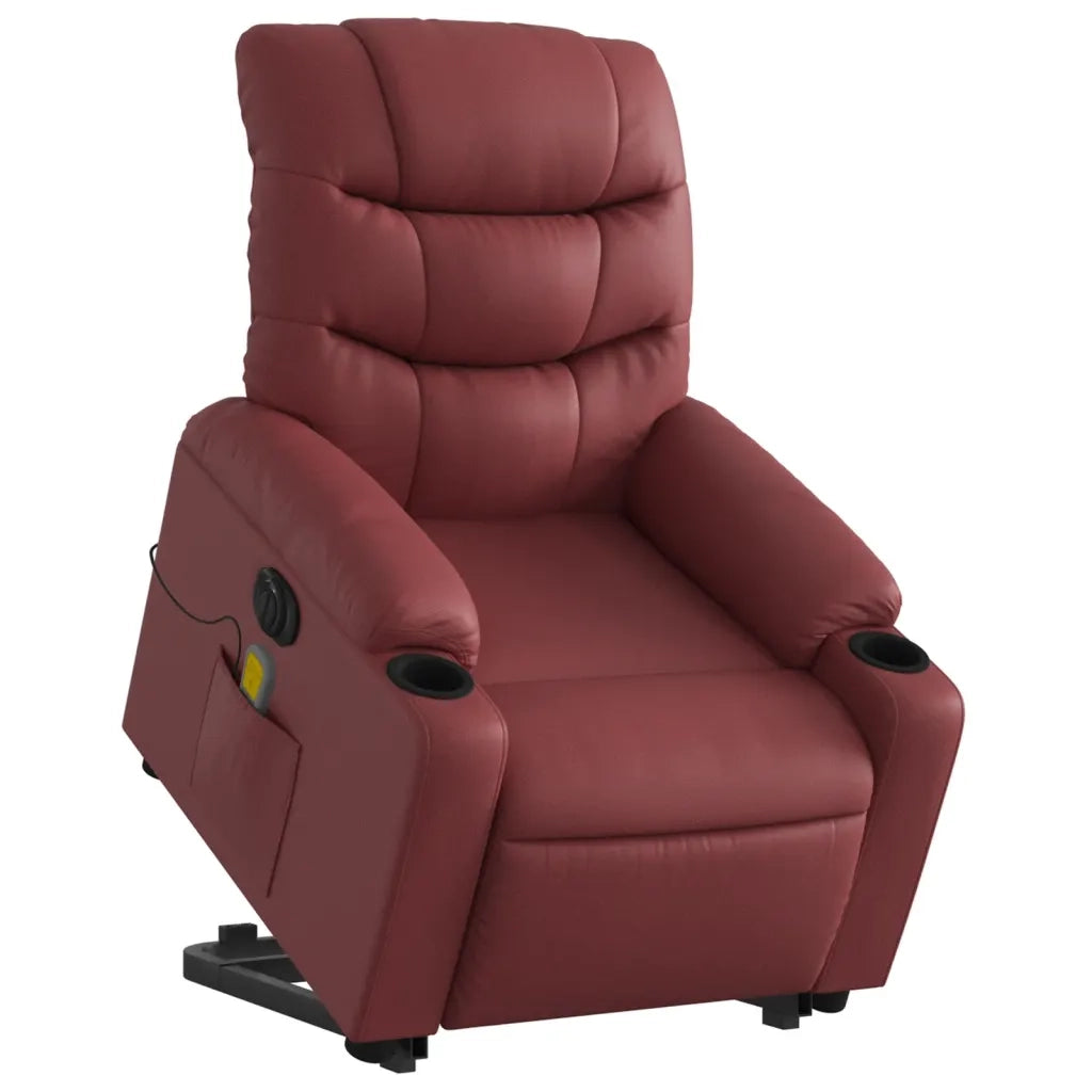 Poltrona Alzapersona Reclinabile Rosso Vino in Similpelle 3206624