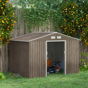 Casetta da giardino in acciaio 277 x 195 x 192 cm con 2 porte scorrevoli e 2 aperture di ventilazione, marrone