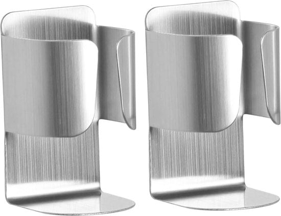 Oggetto di supporto per spazzola da denti elettrica, supporto per parete in acciaio inossidabile 304, con adesivo per spazzola da denti elettrica, dentifricio, pulente per viso (2 pezzi in argento)