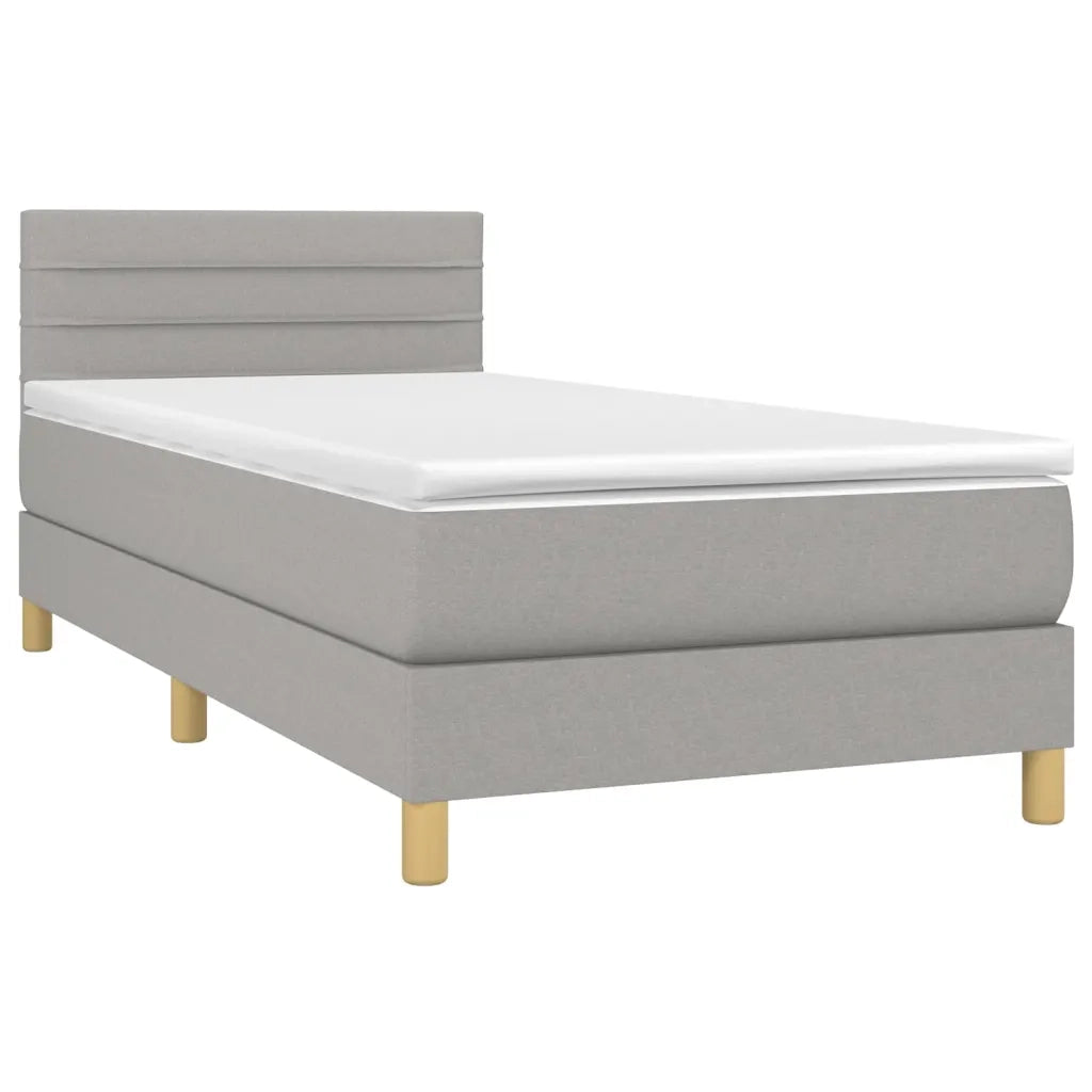 Letto a Molle Materasso e LED Grigio Chiaro 80x200 cm Tessuto