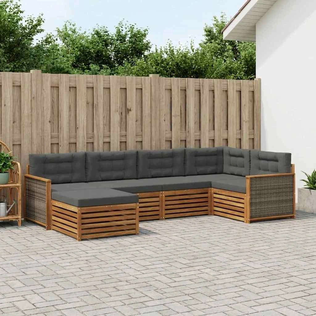 Set di divani da esterno 6 pz Naturale e Antracite 3383560