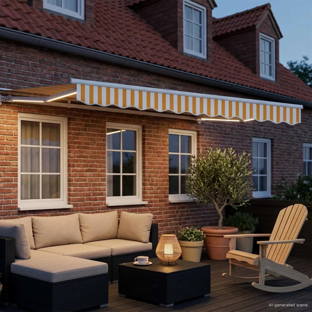 Cornice per Tenda Manuale con LED Giallo e Bianco 3,5 x 2 m 3420536