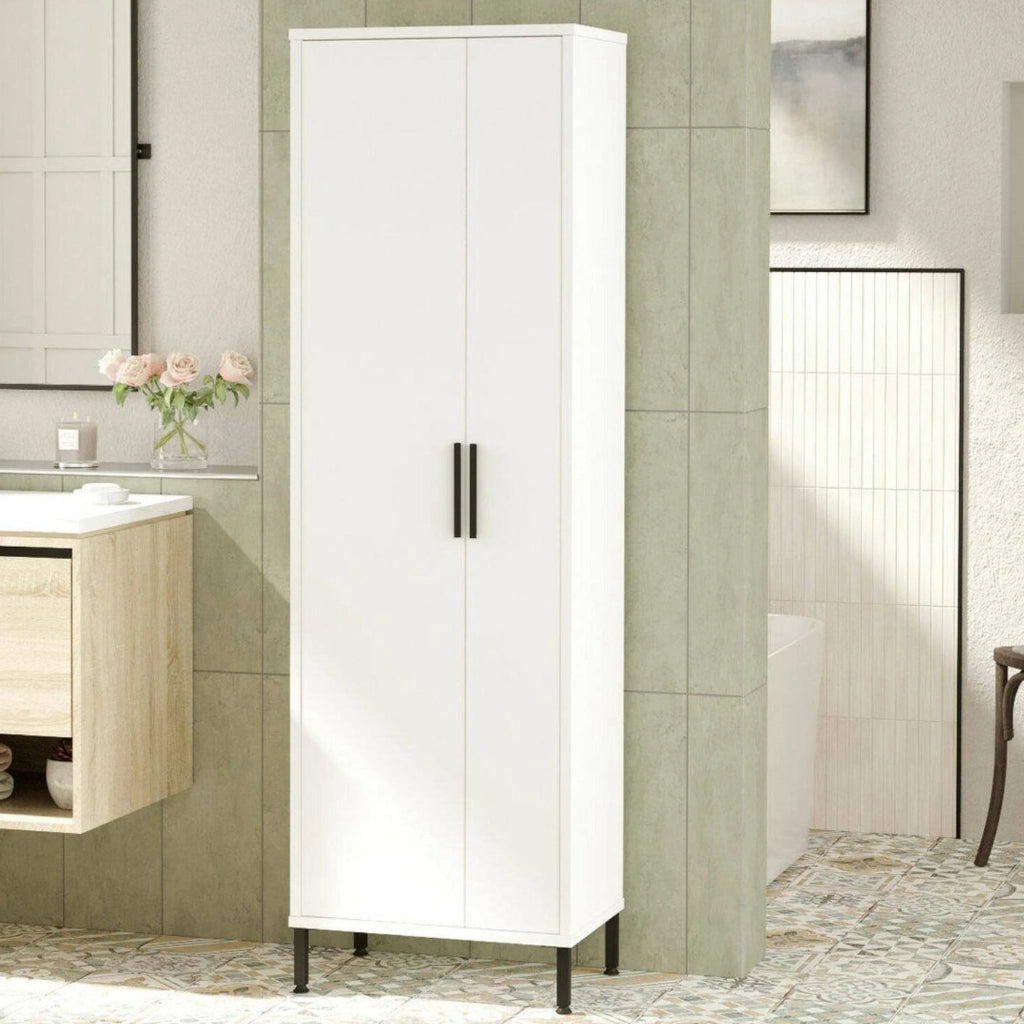 Niala, Armadio Multiuso 1 Anta 4 Ripiani, 50x165h cm Bianco