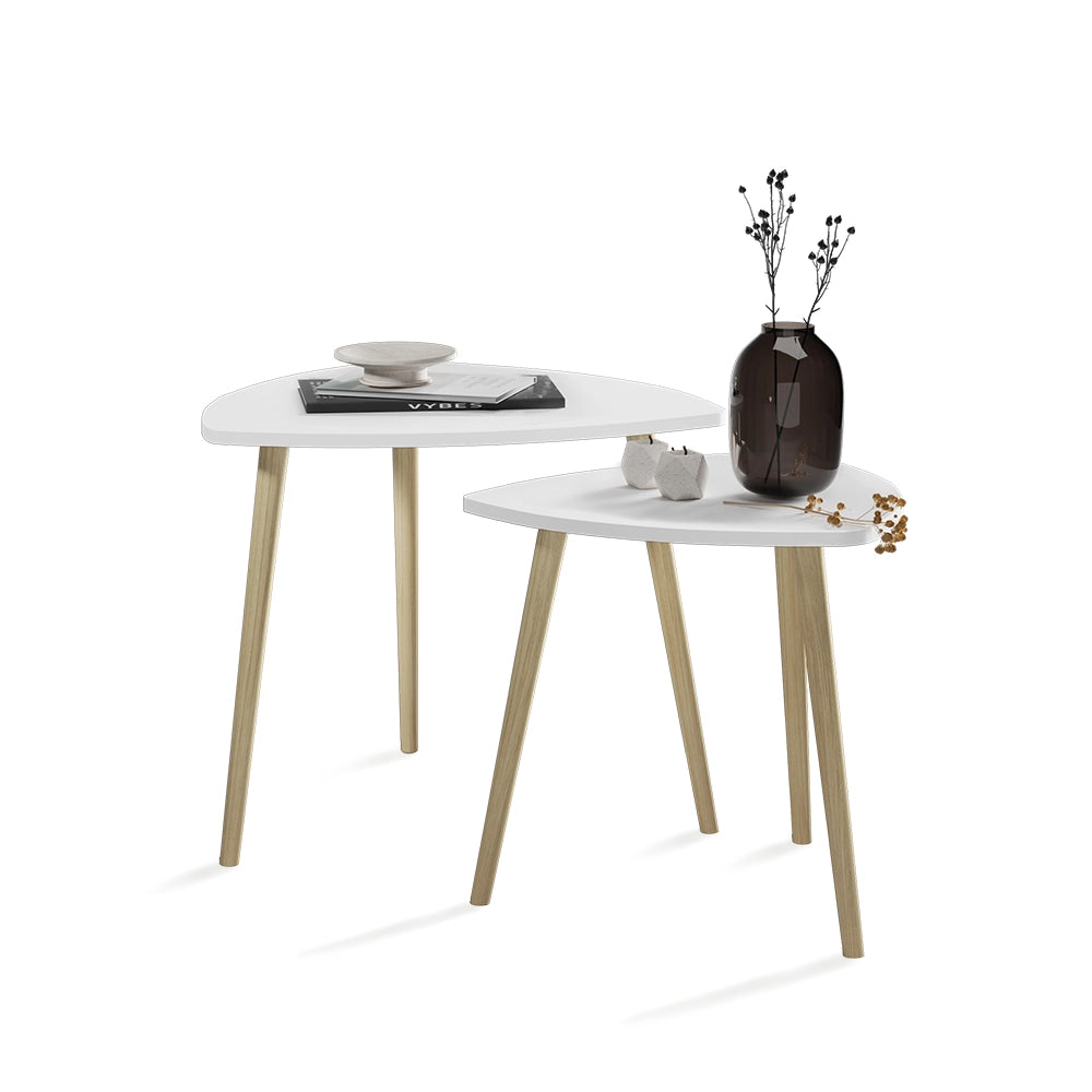 Vicco Tavolino da caffè Bianco/Sonoma 48 x 45 cm Set di 2