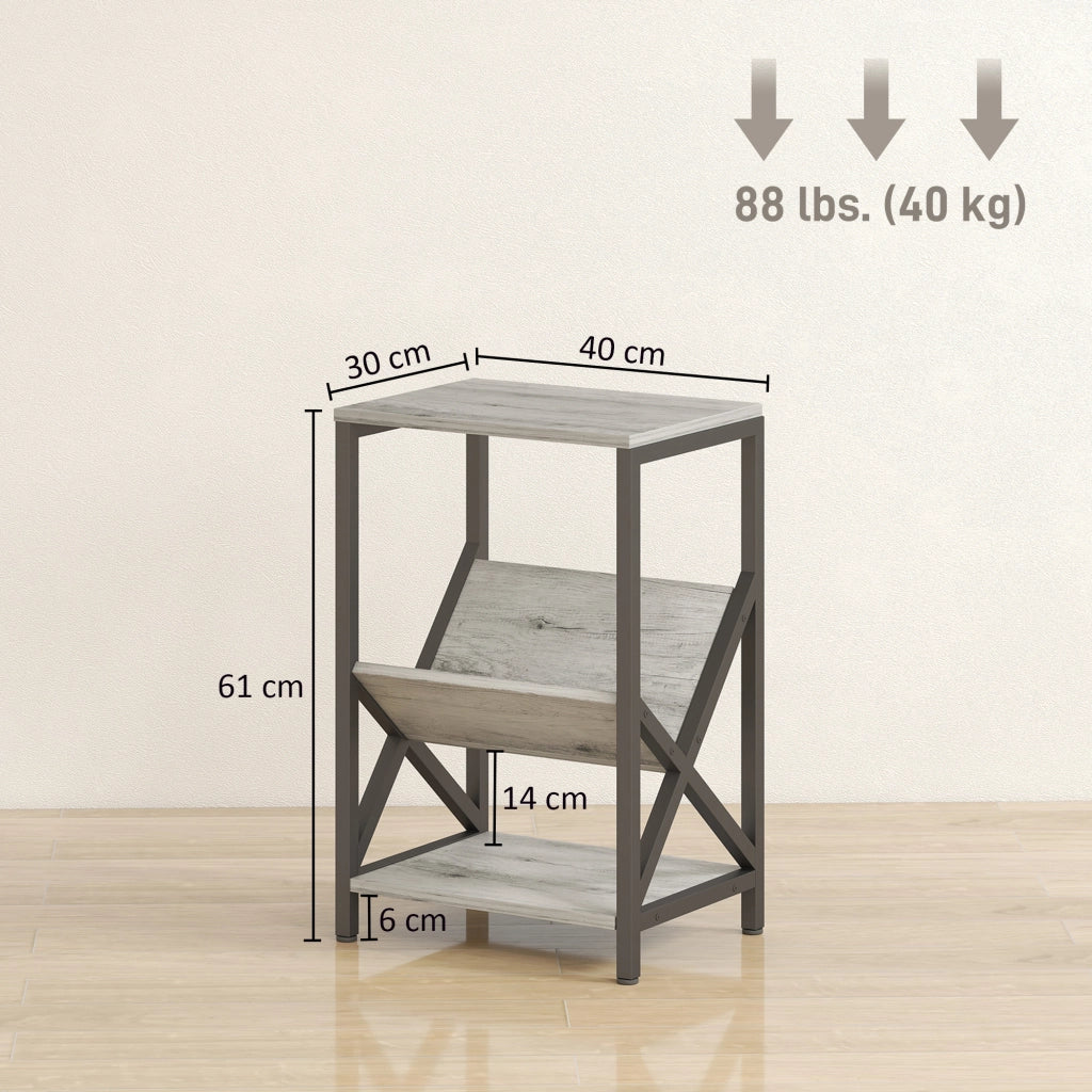 Tavolino da salotto con ripiani ¨C zephmum ¨C grigio scuro 40x30x61 cm