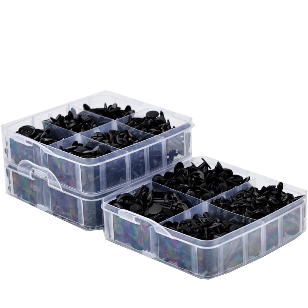 Set di Rivetti Auto Rosfix – 650 Pezzi in Scatola di Plastica | Nylon Resistente, Varie Dimensioni