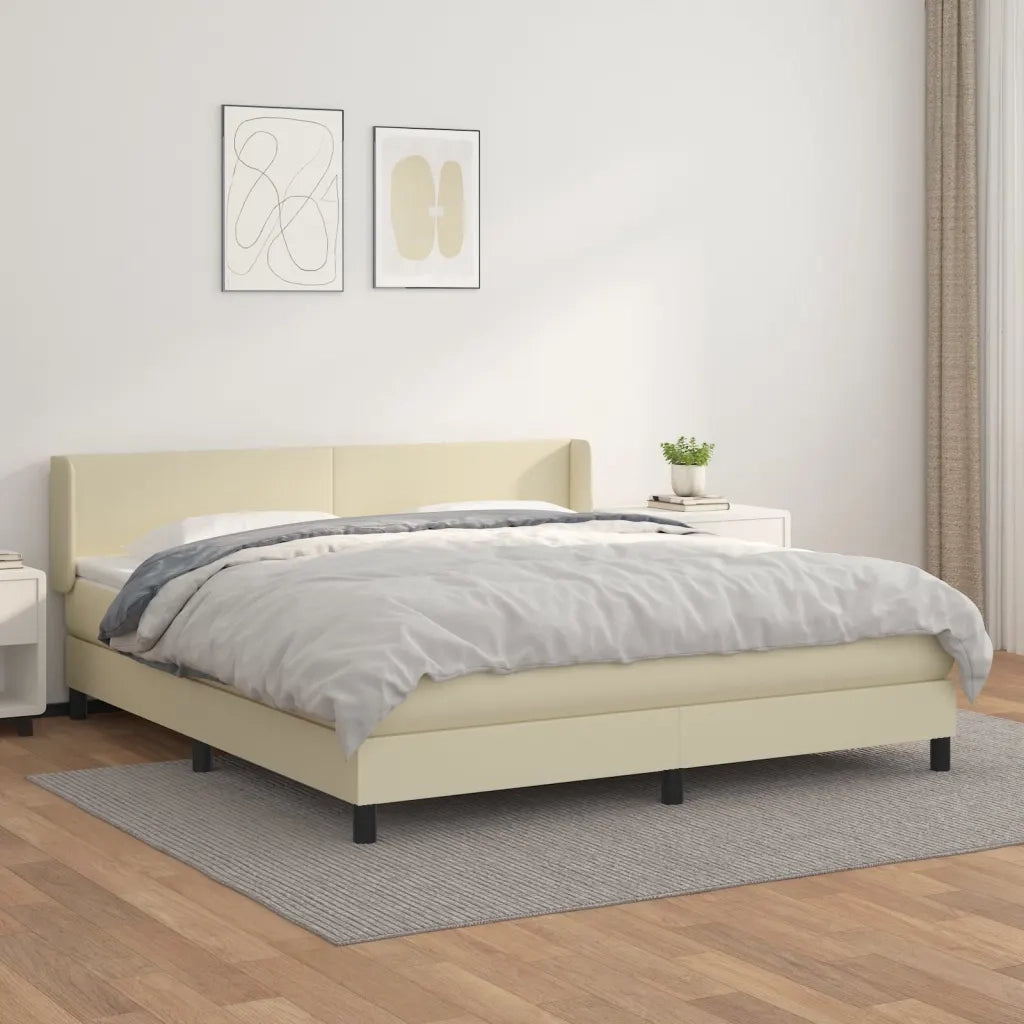 Giroletto a Molle con Materasso Crema 180x200 cm in Similpelle 3130675
