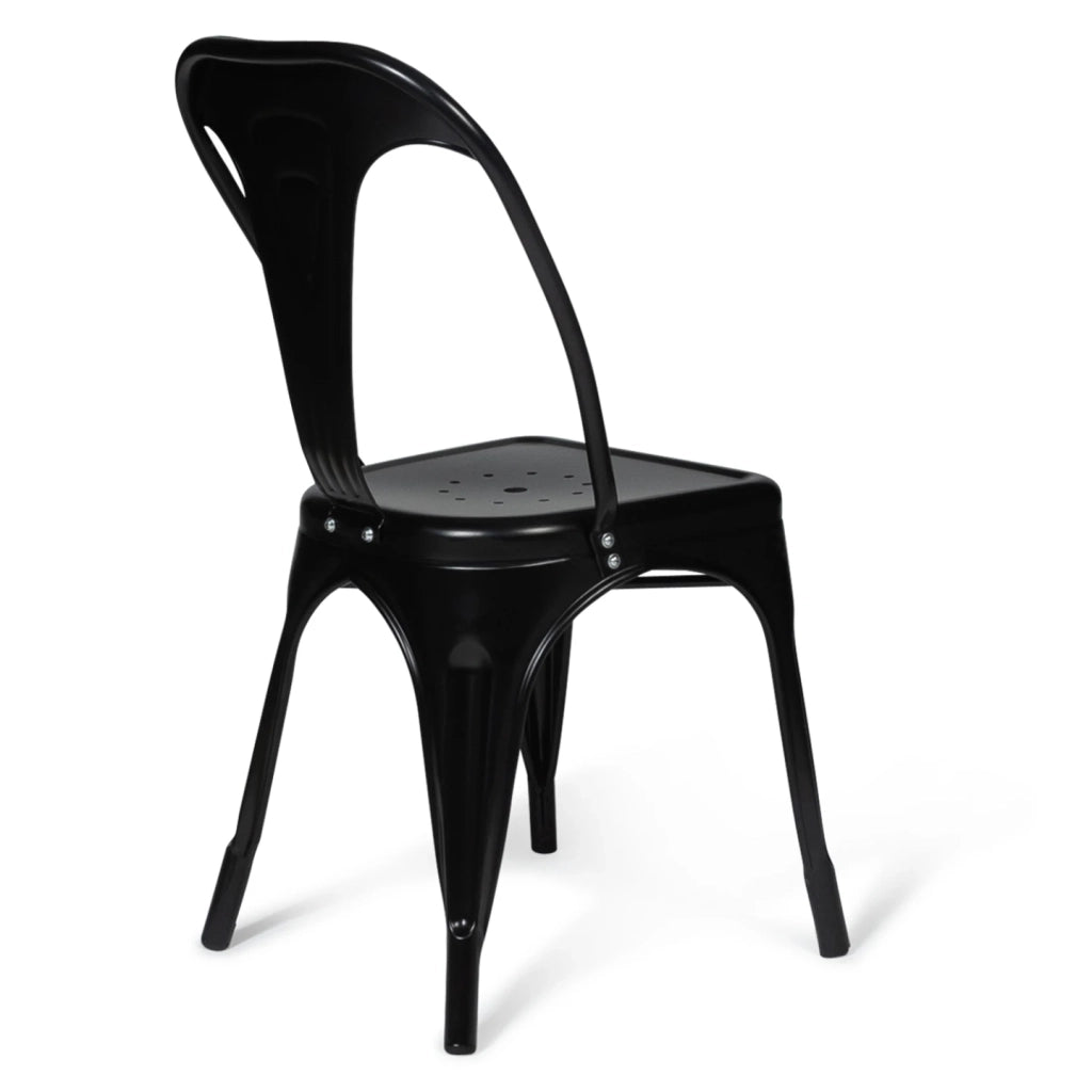IDMarket - Set di 2 sedie da pranzo in metallo nero mate impilabile LENY