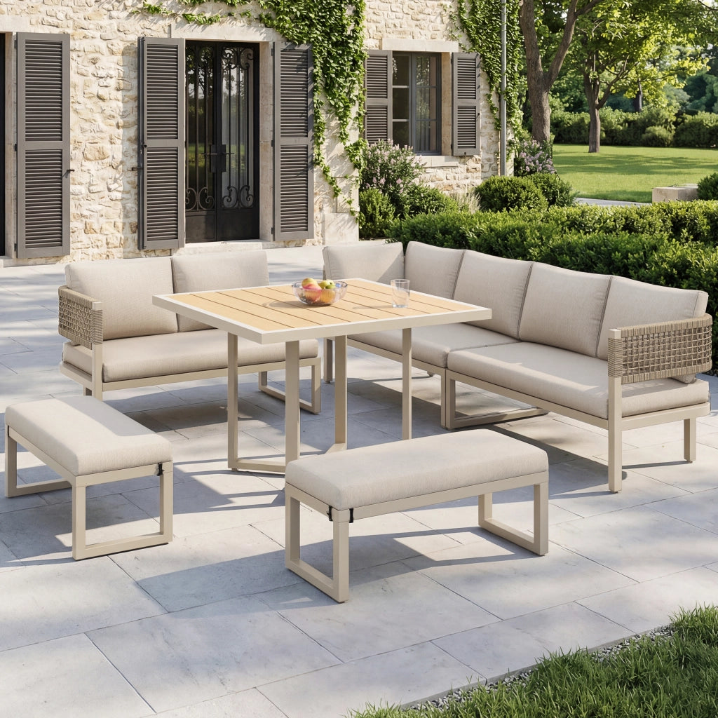 Set Lounge da Giardino 8-10 Posti con Tavolo ¨C MINIMAL ¨C Polyrattan, Cuscini Inclusi