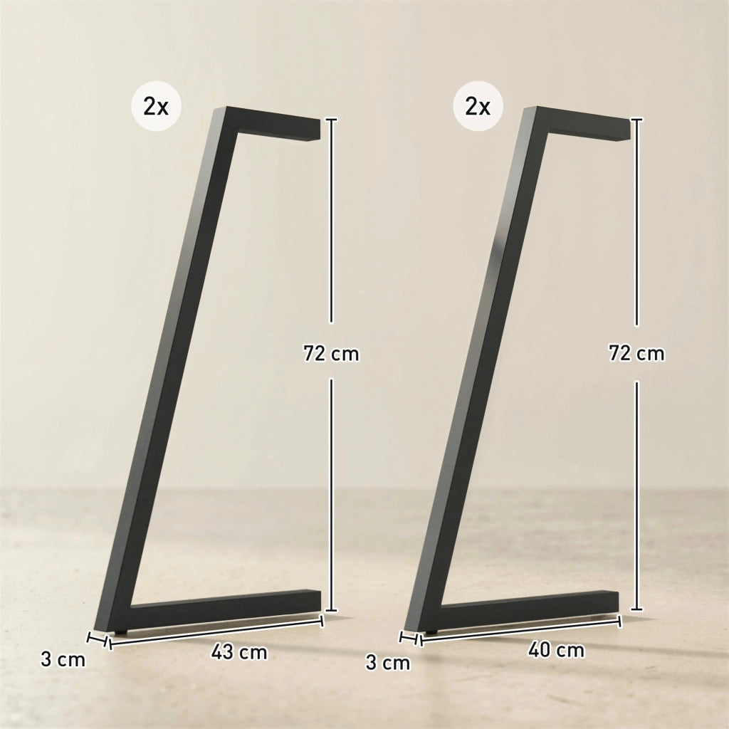Gambe per Tavolo Quadrate Industriali Regolabili ¨C zephmum ¨C Nero 43x3x72 cm