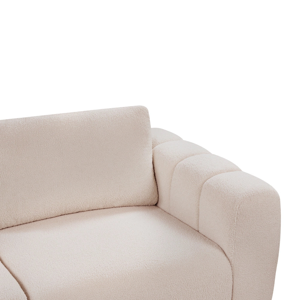 Divano modulare a 2 posti Divano componibile in bouclé beige in due sezioni Stile moderno e minimalista