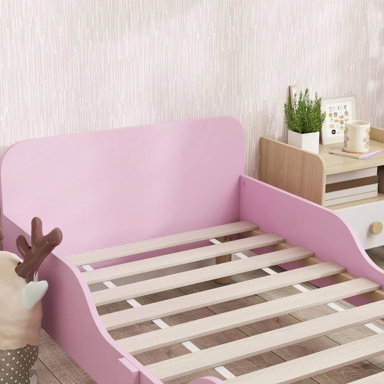 Letto per bambini con sponde in MDF e legno; rosa