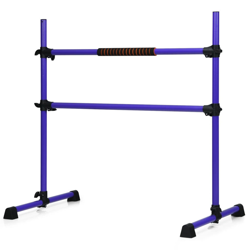 Sbarra da danza doppia regolabile 20-119 cm con 4 cuscinetti antiscivolo design moderno ferro viola 20_0011659