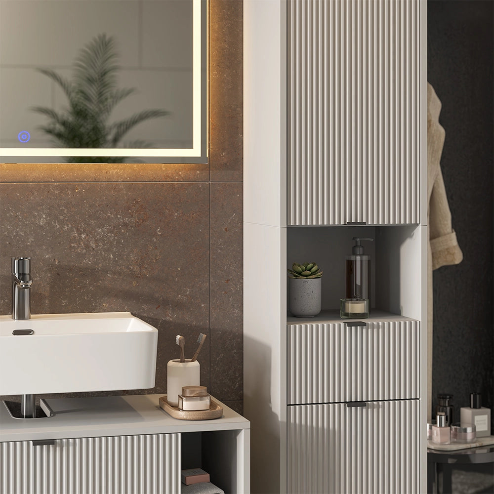 Vicco Set di mobili da bagno Grigio 3 parti