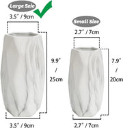 Vaso geometrico bianco 25 cm alto, vasi da fiori moderni in ceramica per decorazione da tavolo, vasi decorativi per pampas.
