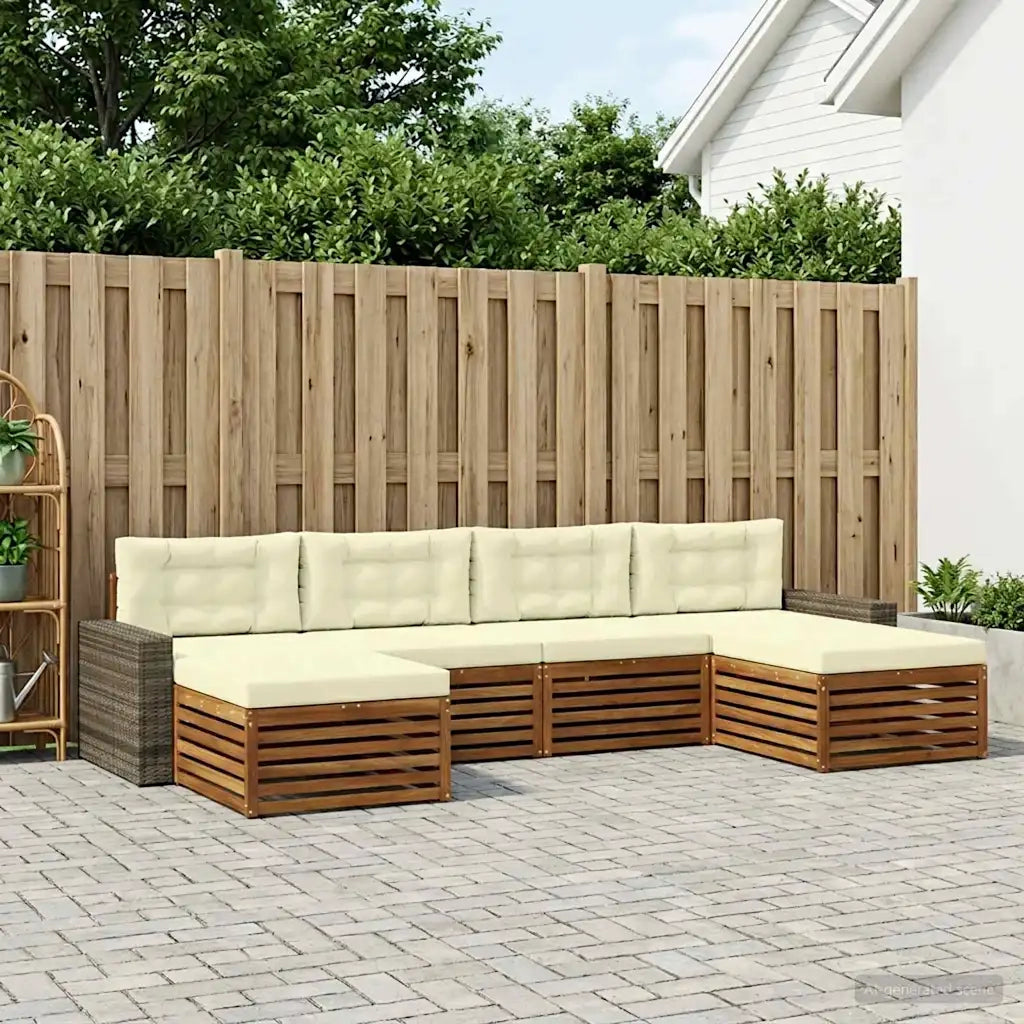 Set divani con cuscino 6 pcs Legno di Acacia Massello 3383698