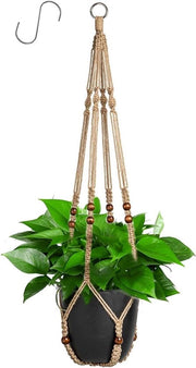 Pendenti di piante in corda di juta con perle di legno - decorazione boho per interni ed esterni