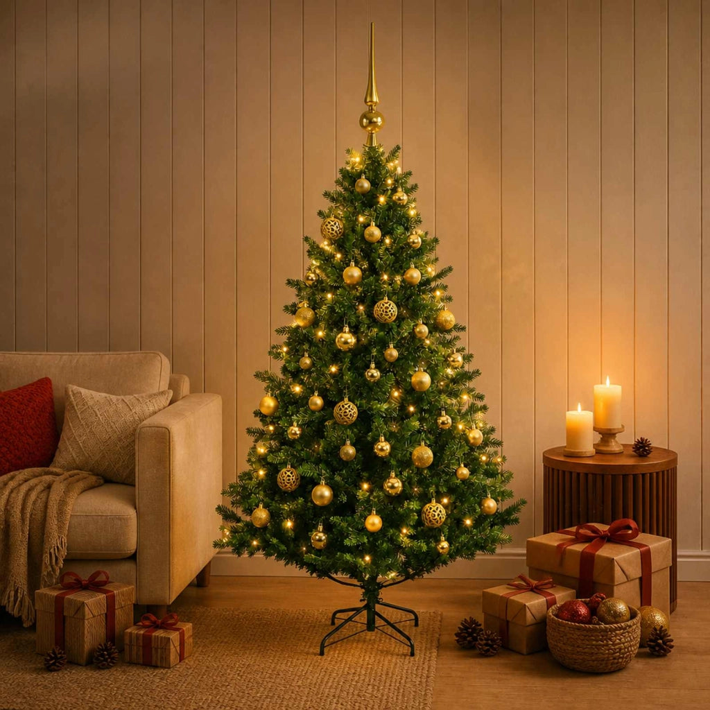 Albero di Natale artificiale con palline 150 cm 150 LED 3465682
