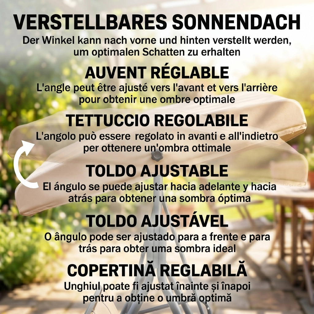 Dondolo da Giardino 3 Posti ¨C zephmum ¨C Beige, Acciaio, Tettuccio