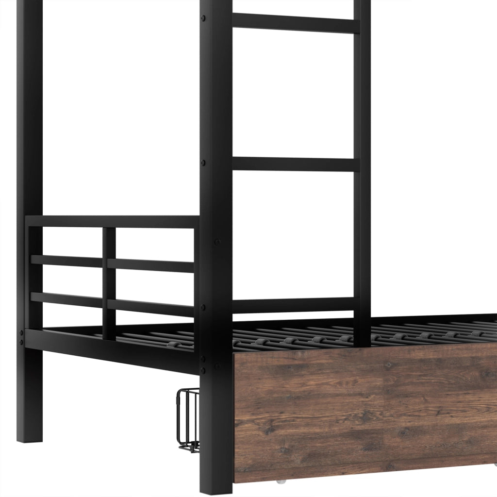 DESMIU Letto a Soppalco 90 × 200 cm 1 Posto con Scrivania, 2 Cassetti, LED Regolabile e Scala, Senza Materasso