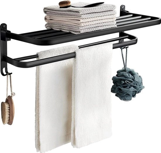 Supporto asciugamano, senza foratura, pieghevole, supporto asciugamano ospite, bagno, supporto asciugamano a muro, supporto asciugamano bagno, supporto asciugamano