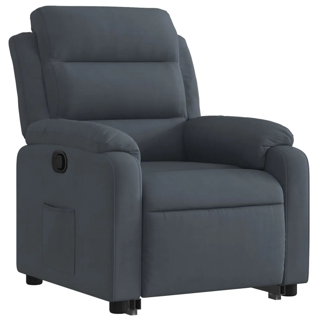 Poltrona | Sedia Relax Alzapersona Reclinabile Grigio Scuro in Velluto