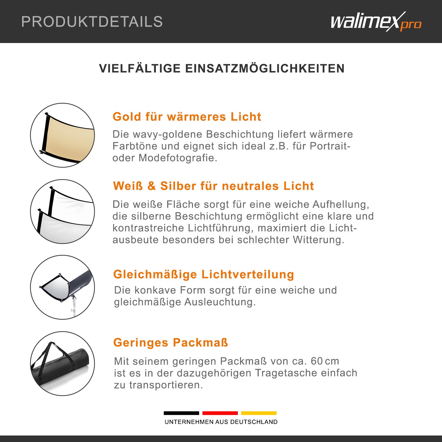 3in1 Riflettore Halfpipe, concavo 150x60