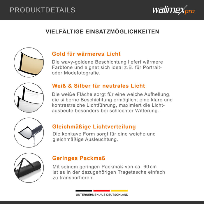 3in1 Riflettore Halfpipe, concavo 150x60